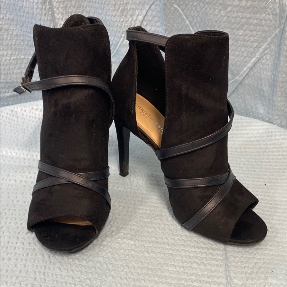 Christian‎ Siriano size 9 Black Heeled Boots with stiletto Heel adjustable